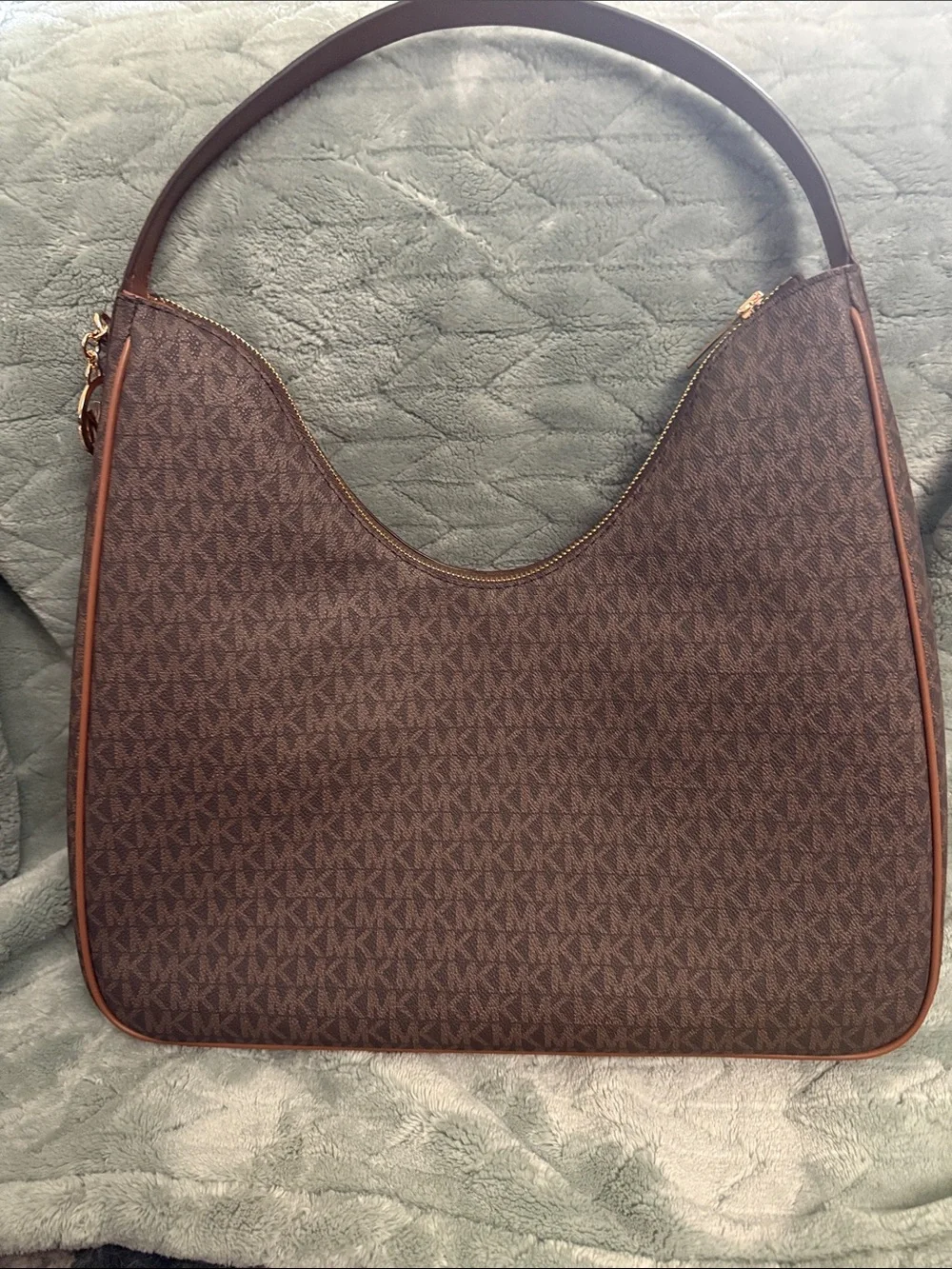 Michael Kors Dark Brown MK Logo Shoulder Hobo Bag